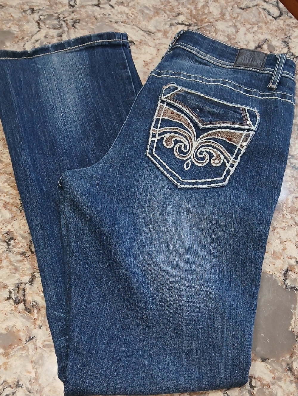 Love Nation Dark Blue Boot Cut Jeans with Embroidered Pocket